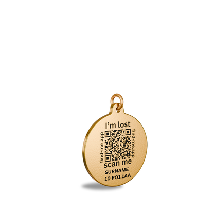 Solid Brass Round QR Code Pet ID Tag (SML)