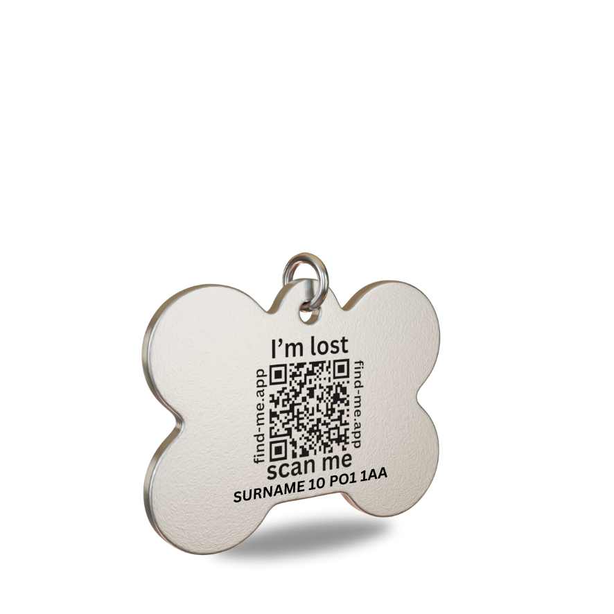 Stainless Steel Bone QR Code Pet ID Tag