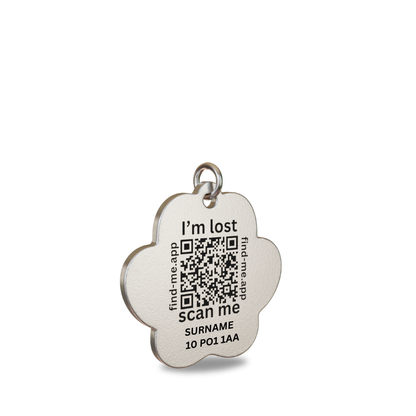 Stainless Steel Paw Shape QR Code Pet ID Tag